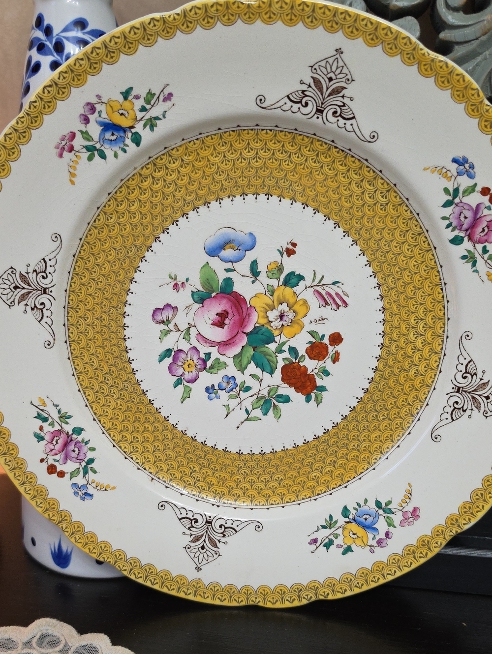 VTG 1940 Royal Cauldon pattern identified as Niagara Yellow. Made In England